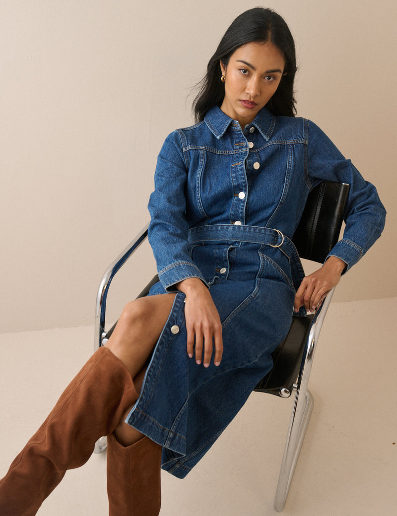 Mid Wash Denim Noah Shirt Dress