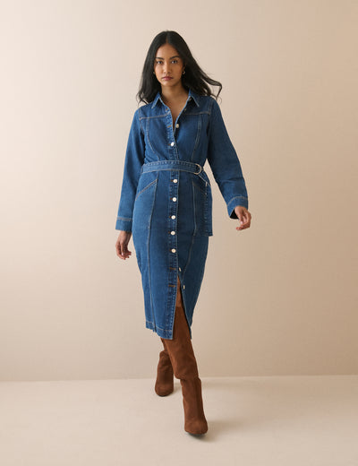 Mid Wash Denim Noah Shirt Dress