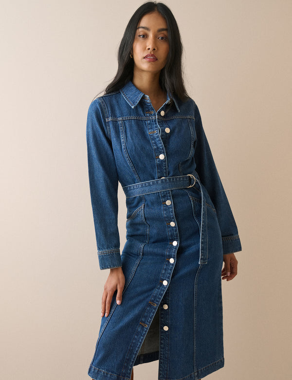 Mid Wash Denim Noah Shirt Dress