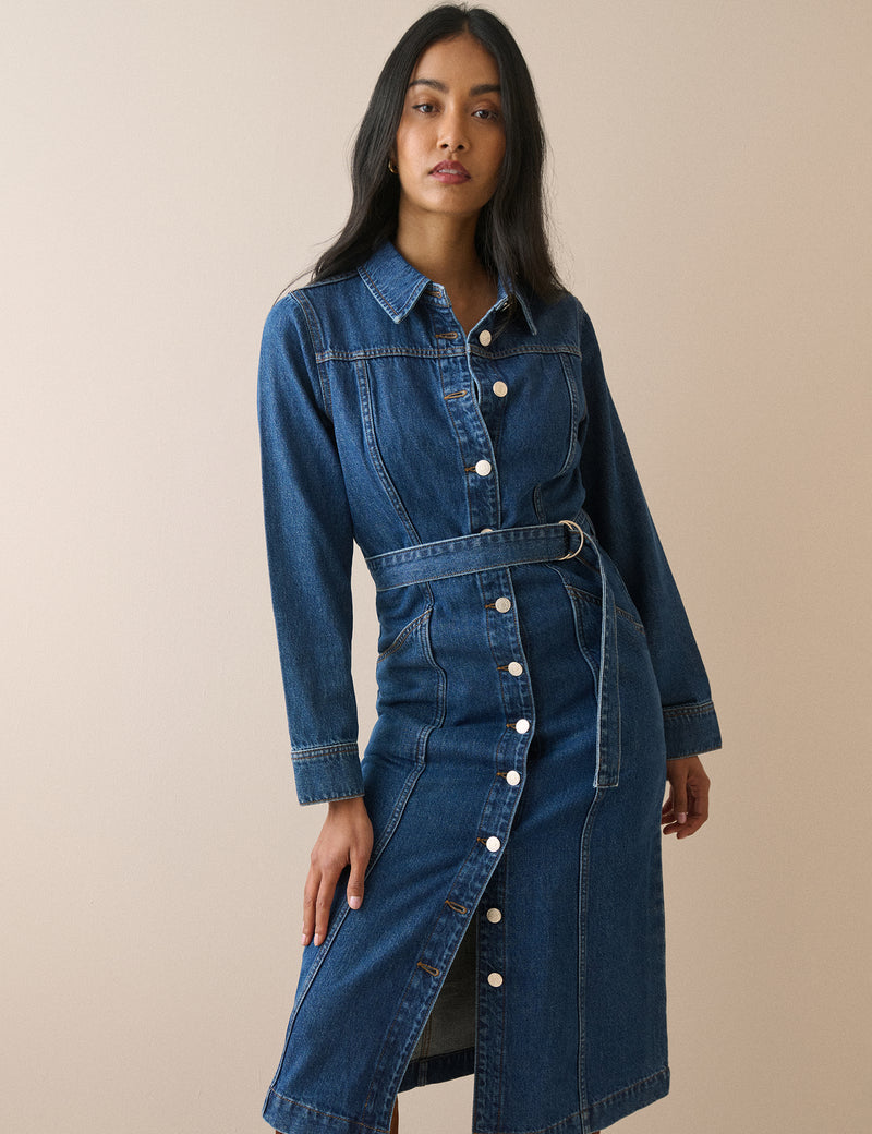Mid Wash Denim Noah Shirt Dress
