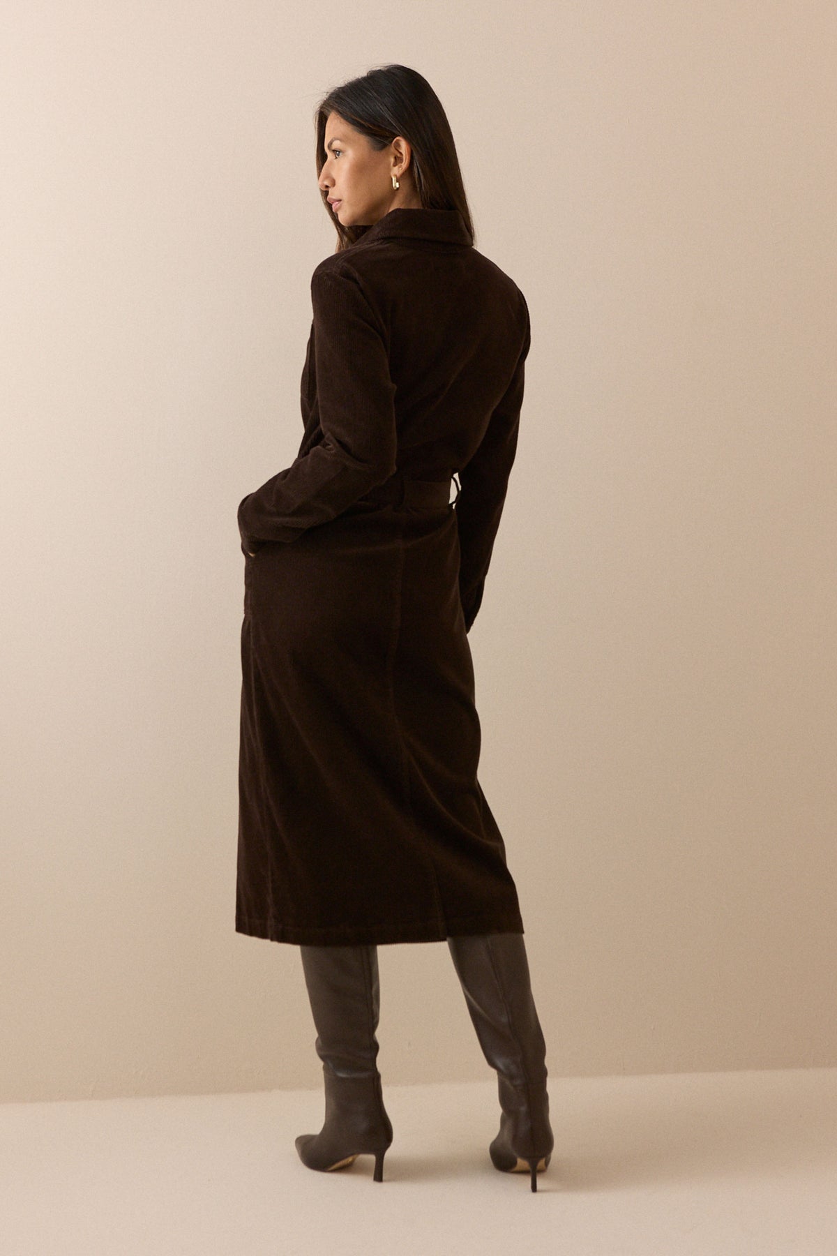Brown Cord Finchley Shirt Dress