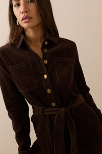 Brown Cord Finchley Shirt Dress