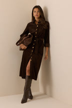 Brown Cord Finchley Shirt Dress