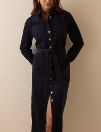 Navy Cord Finchley Shirt Dress