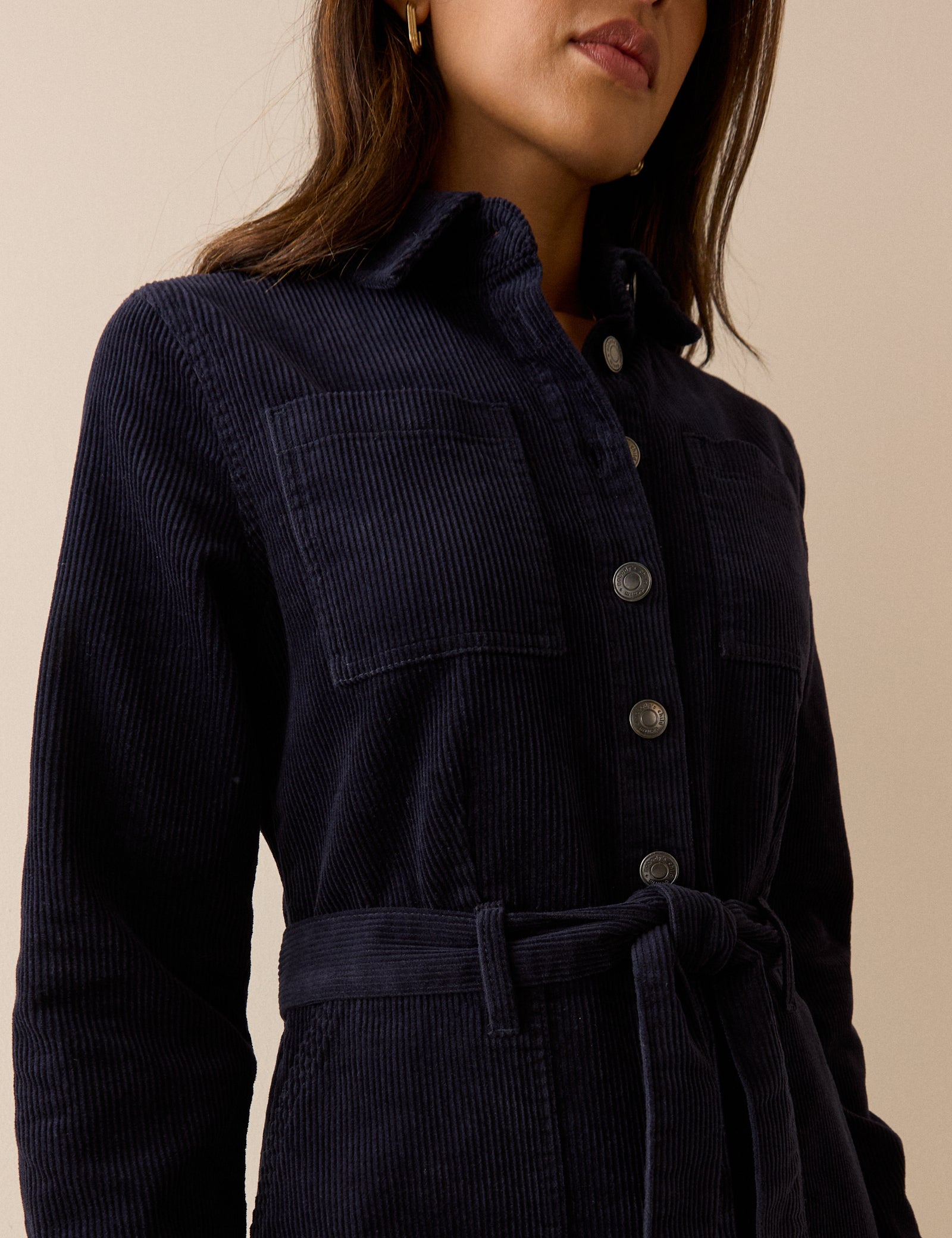 Navy Cord Finchley Shirt Dress