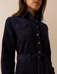 Navy Cord Finchley Shirt Dress