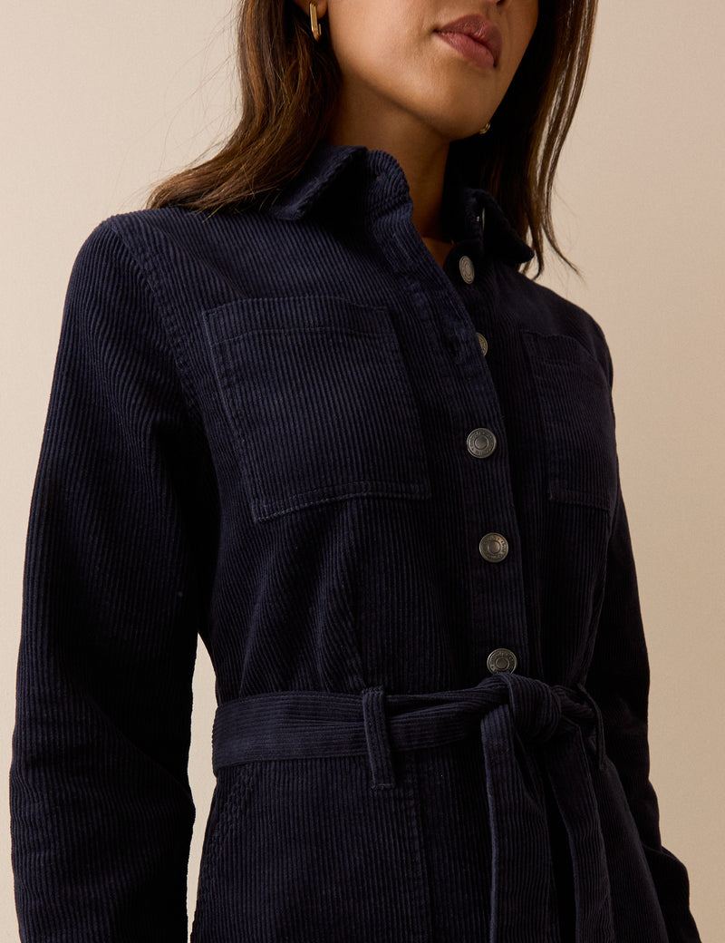 Navy Cord Finchley Shirt Dress