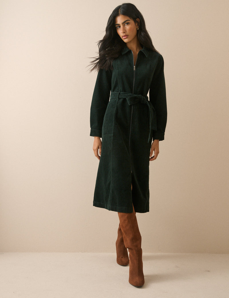 Green Cord Kai Shirt Dress