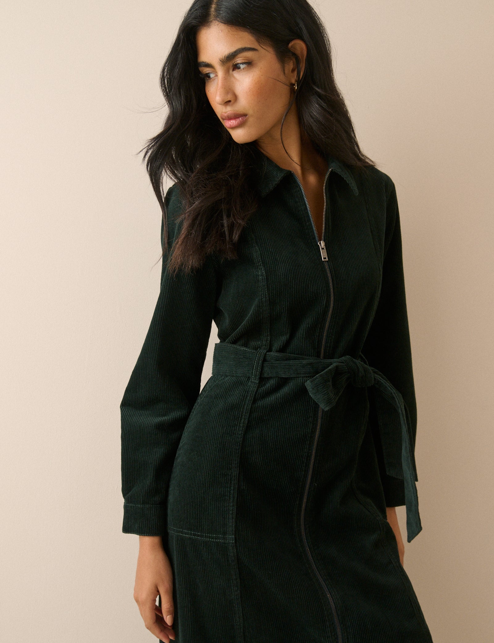 Green Cord Kai Shirt Dress