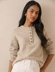 Cream Relaxed Fit Henley Jumper