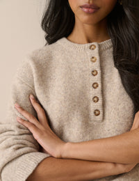 Cream Relaxed Fit Henley Jumper