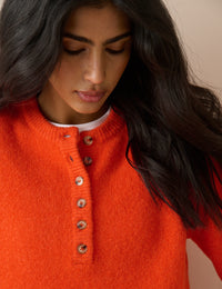Orange Relaxed Fit Henley Jumper