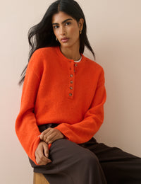 Orange Relaxed Fit Henley Jumper