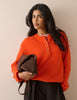 Orange Relaxed Fit Henley Jumper