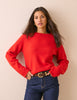 Red Ribbed Trim Boat Neck Jumper