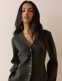 Khaki Cinched Knitted Cardigan