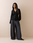 Black Cinched Knitted Cardigan