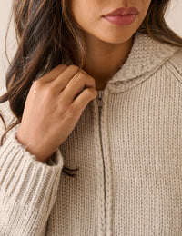 Oatmeal Ribbed Trim Knitted Jacket