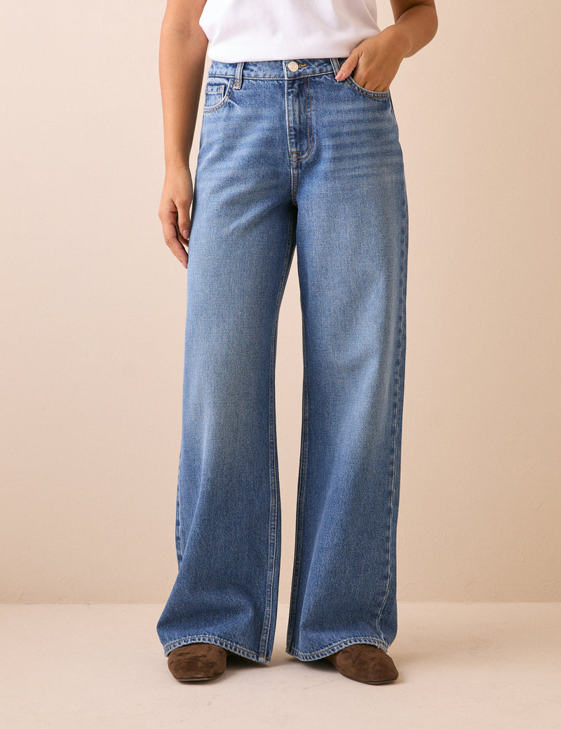 Mid-Wash Blue Stepney Loose Jeans
