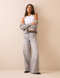 Grey Wide Leg Stepney Loose Jeans