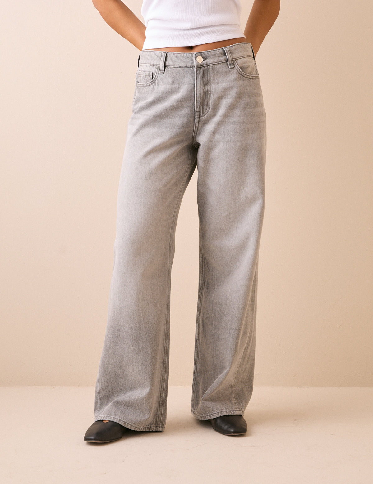 Grey Wide Leg Stepney Loose Jeans