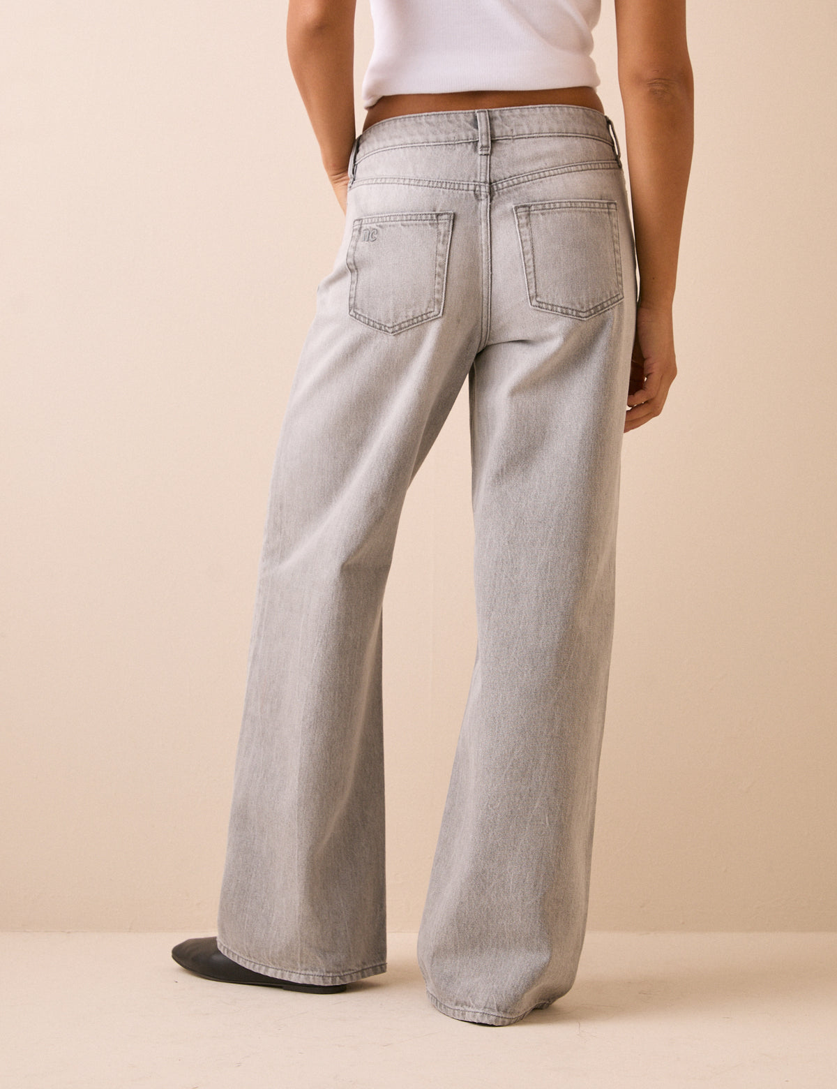 Grey Wide Leg Stepney Loose Jeans