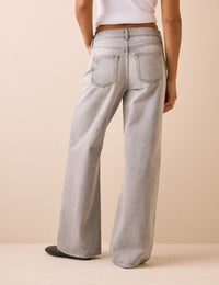 Grey Wide Leg Stepney Loose Jeans