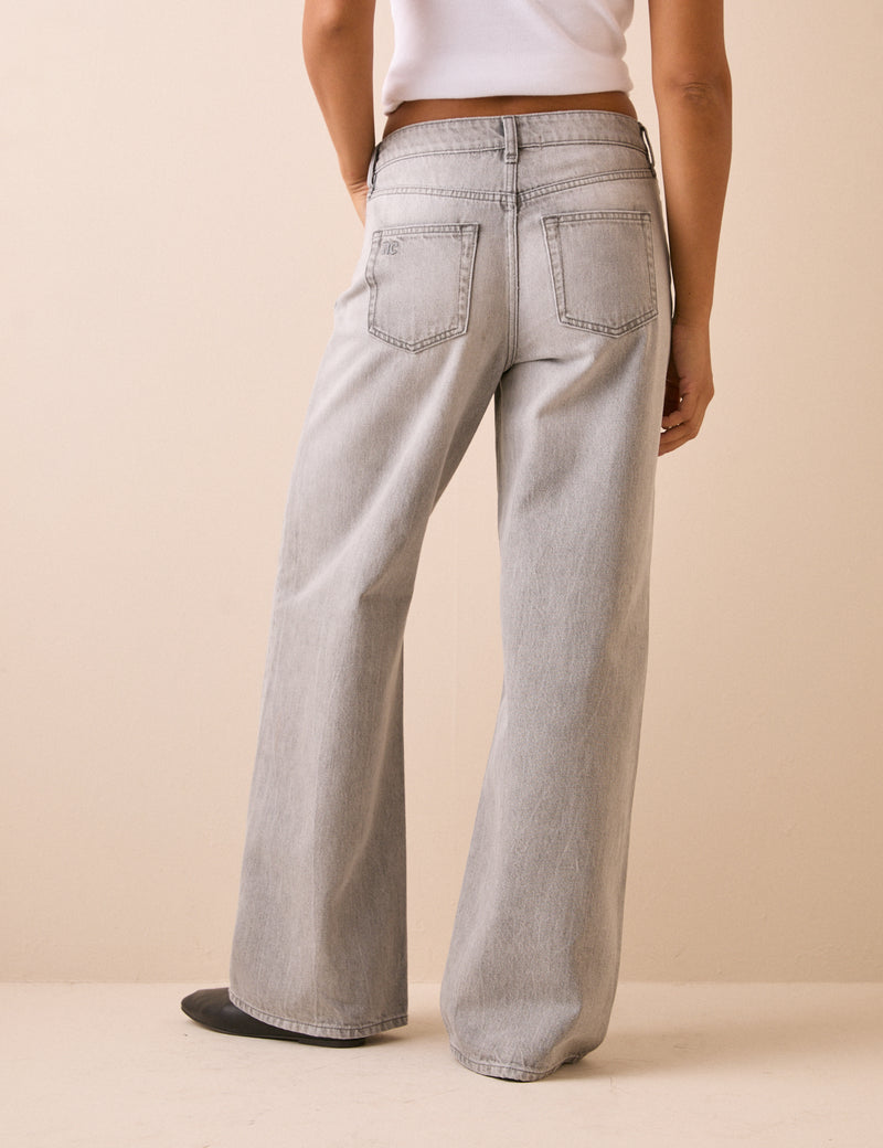 Grey Wide Leg Stepney Loose Jeans