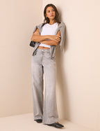 Grey Wide Leg Stepney Loose Jeans