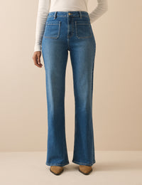 Blue High Rise Highbury Flare Jeans