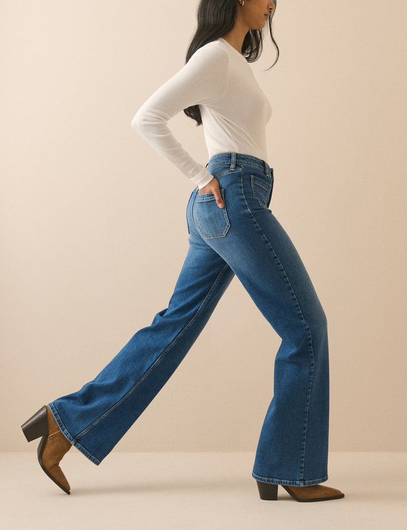 Blue High Rise Highbury Flare Jeans