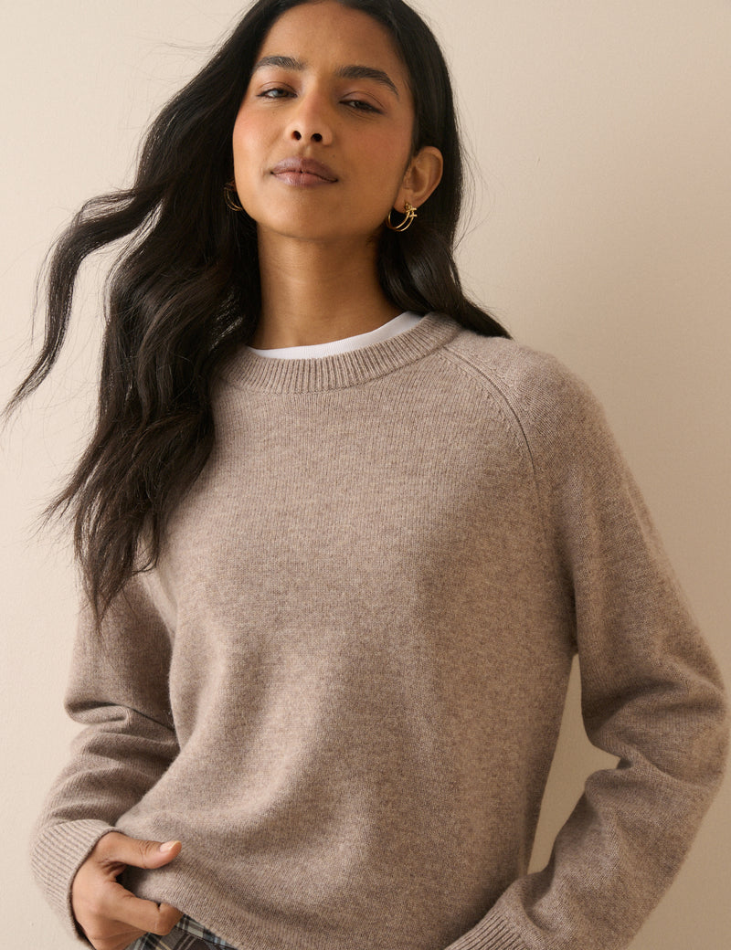 Taupe Knitted Wool Jumper