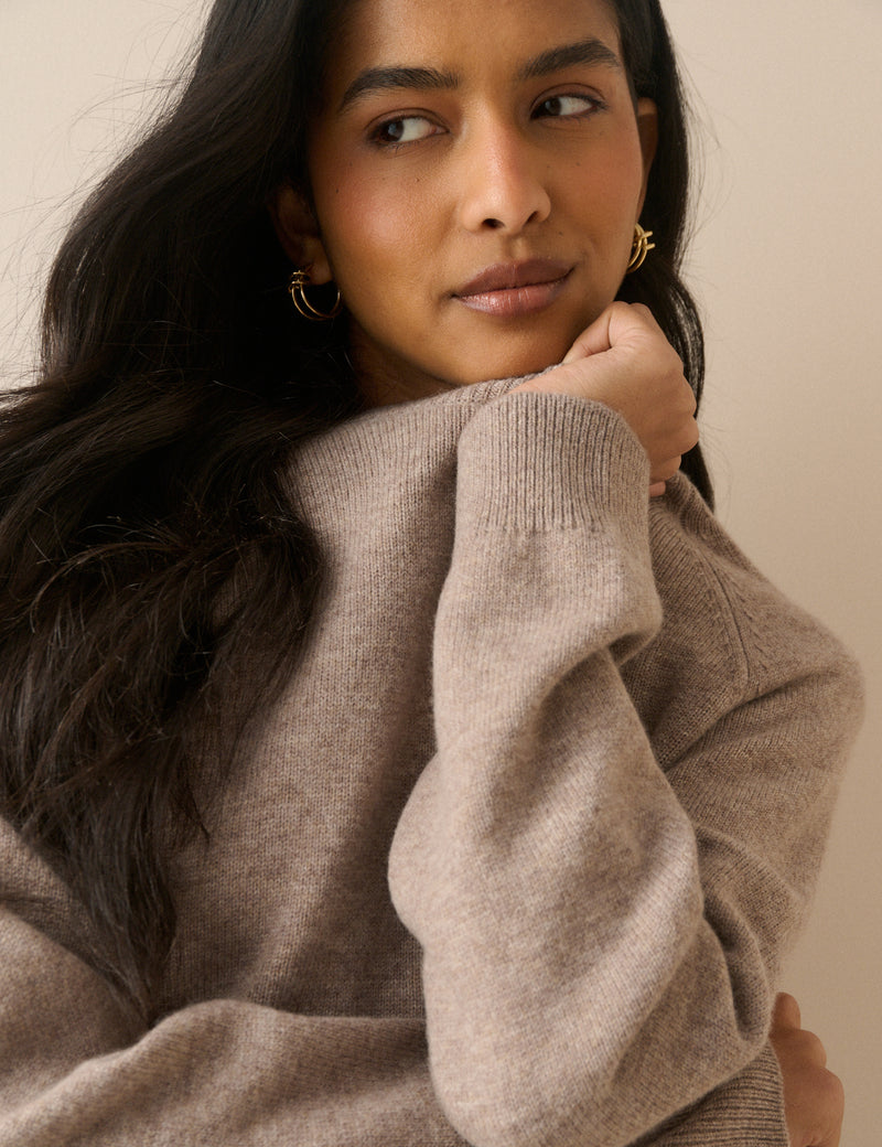 Taupe Knitted Wool Jumper