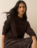 Brown Ribbed Trim Wool Jumper