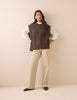 Chocolate Brown Wool-Blend Cable Knit Vest