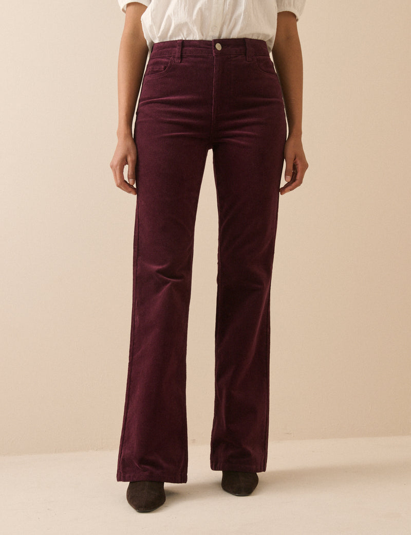 Burgundy Cord Mayfair Bootcut Jean