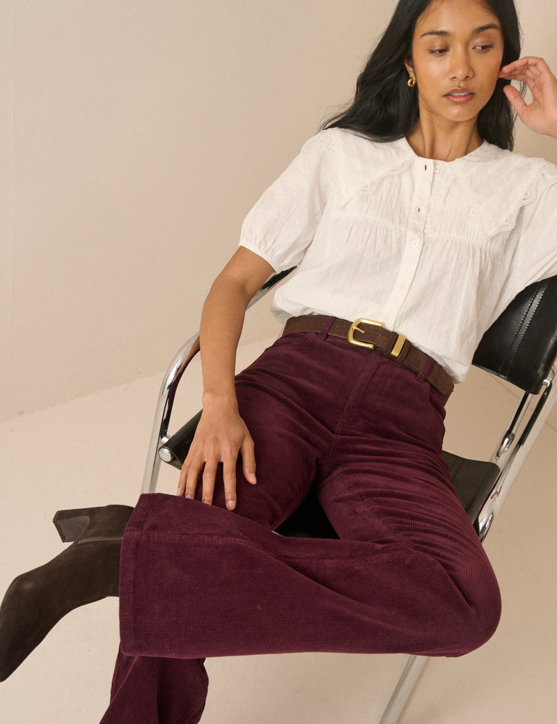 Burgundy Cord Mayfair Bootcut Jean