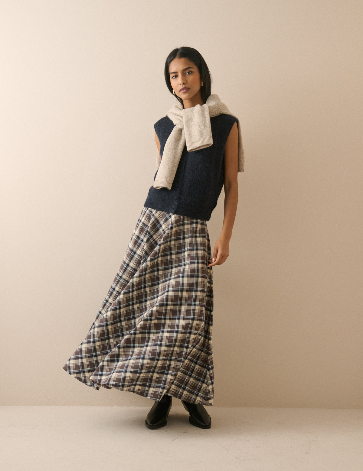 Navy Wool-Alpaca Knitted Vest