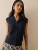 Navy Wool-Alpaca Knitted Vest