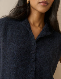 Navy Wool-Alpaca Knitted Vest