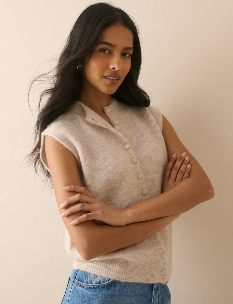Oatmeal Wool-Alpaca Knitted Vest