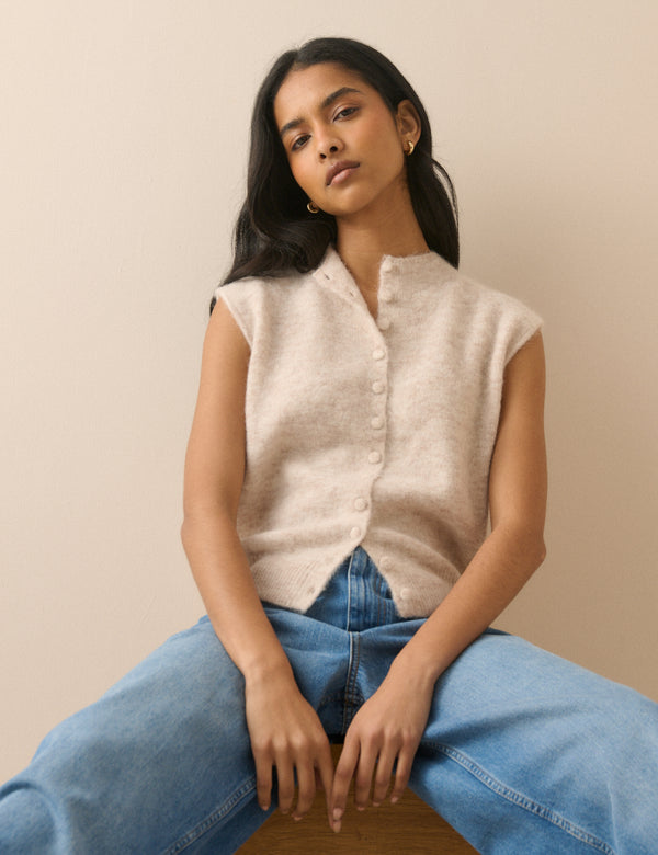 Oatmeal Wool-Alpaca Knitted Vest