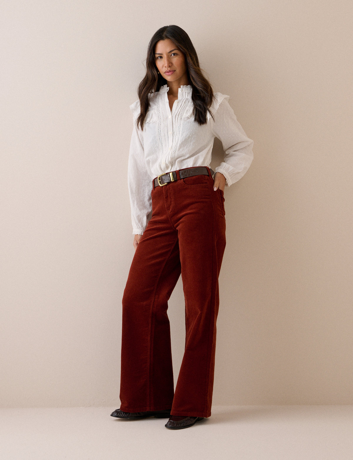 Rust Cord High Rise Soho Wide Leg Jeans