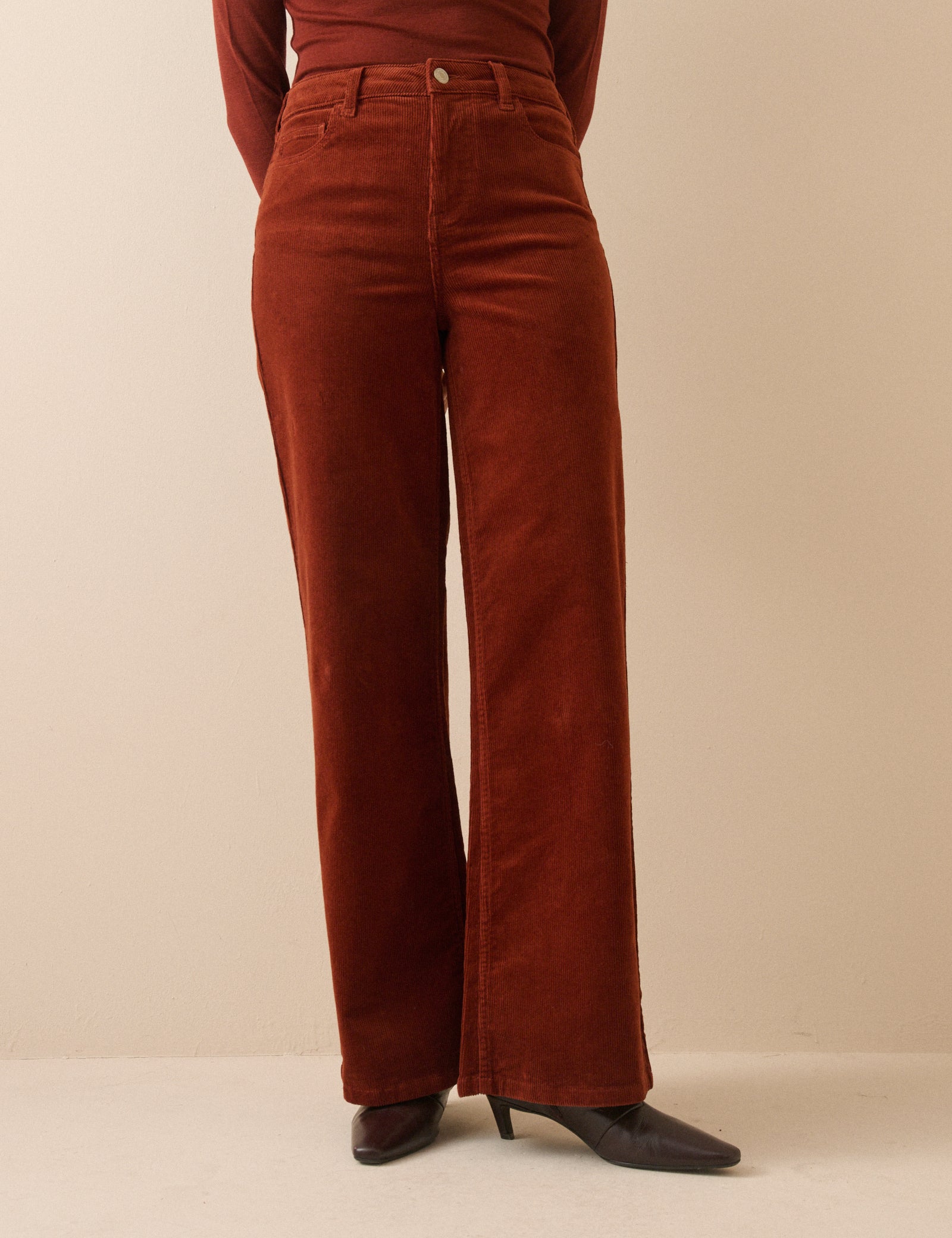 Rust Orange Cord High Rise Soho Wide Leg Jeans