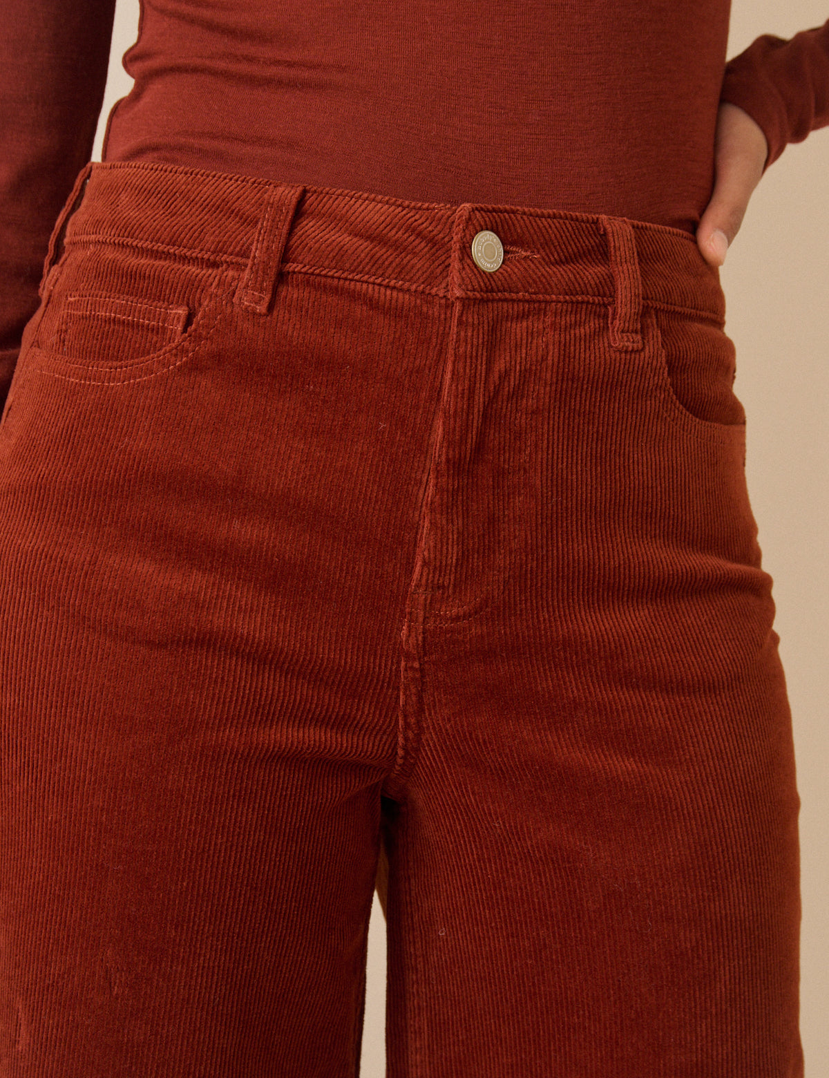 Rust Orange Cord High Rise Soho Wide Leg Jeans