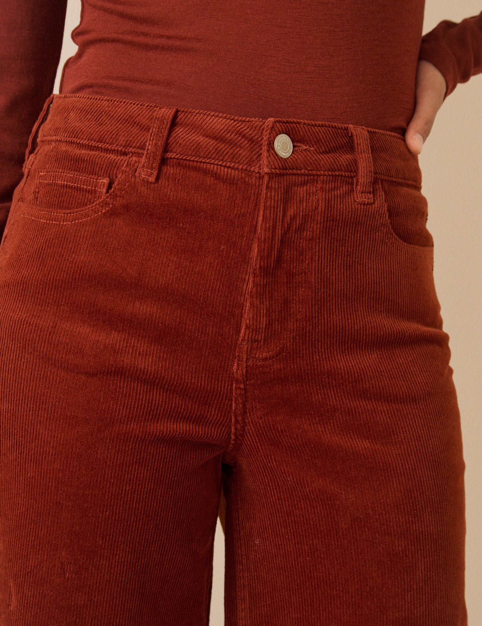 Rust Orange Cord High Rise Soho Wide Leg Jeans
