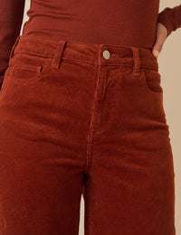 Rust Orange Cord High Rise Soho Wide Leg Jeans