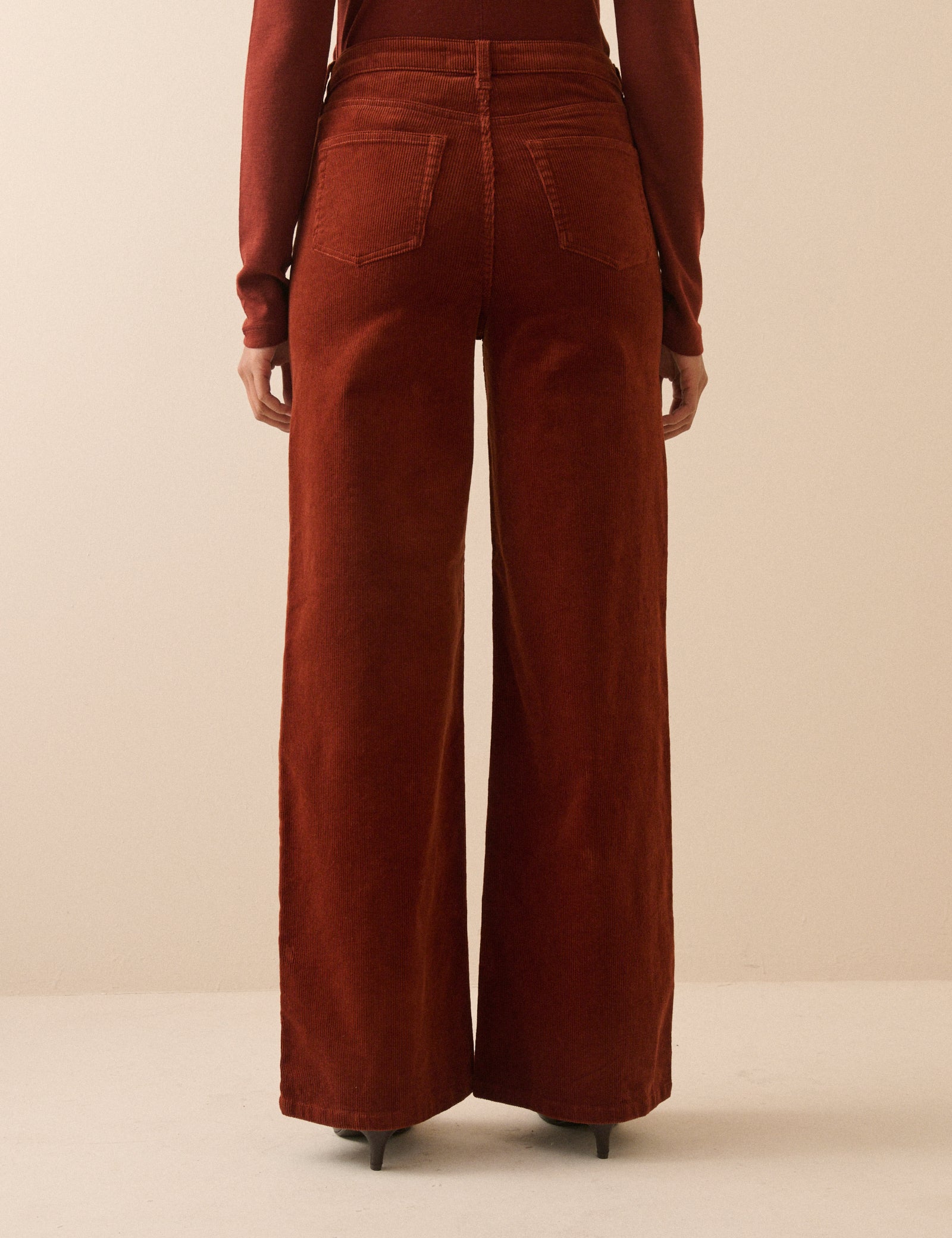 Rust Orange Cord High Rise Soho Wide Leg Jeans