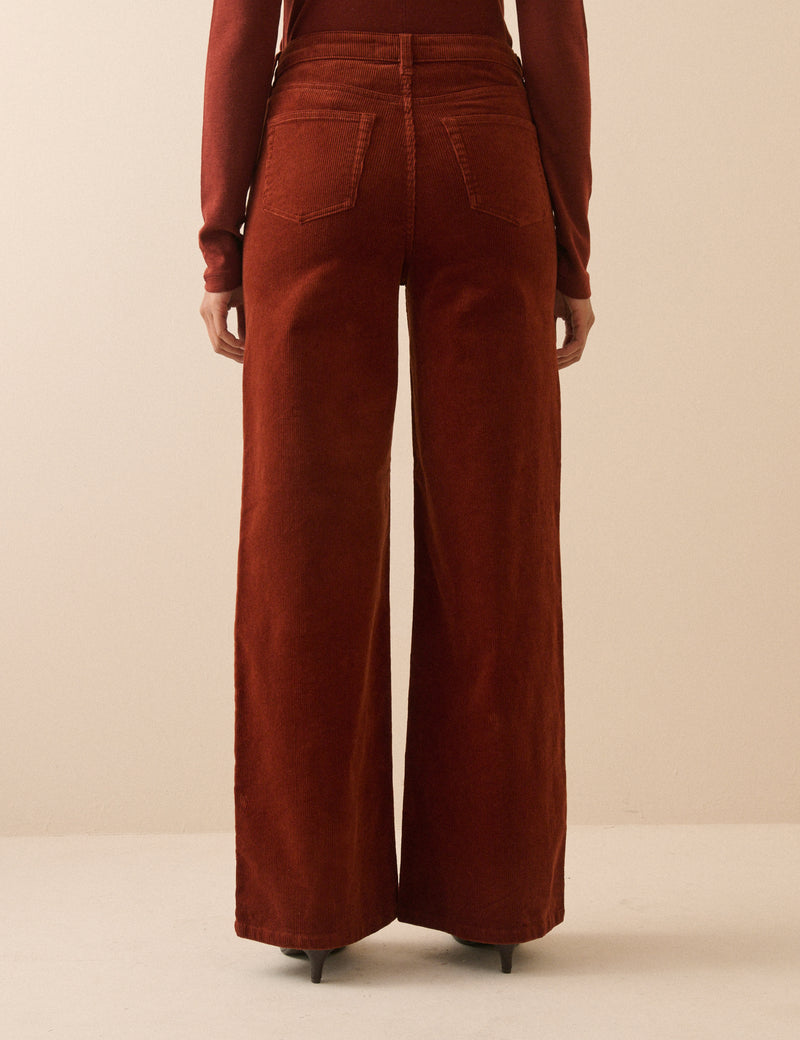 Rust Orange Cord High Rise Soho Wide Leg Jeans