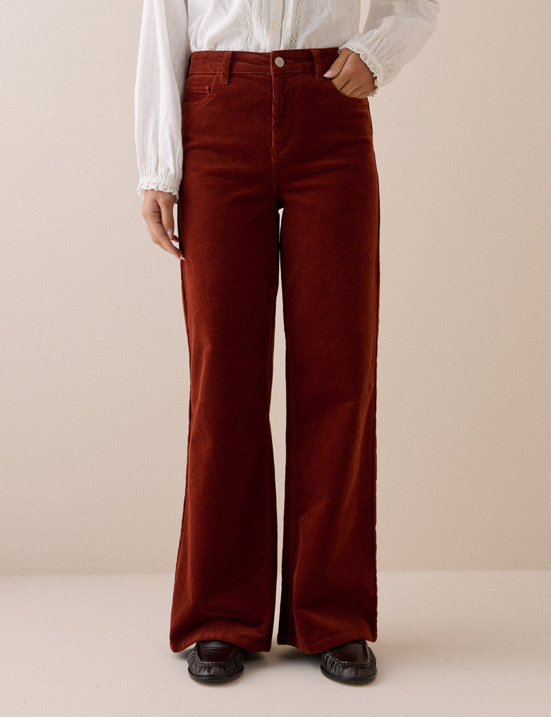 Rust Cord High Rise Soho Wide Leg Jeans